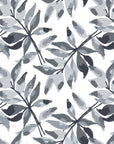 Starfall Charcoal watercolor leaf wallpaper in charcoal and dove