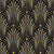 Starlit Swirl Onyx dotted art deco fan wallpaper in black and brass