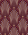 Starlit Swirl Oxblood dotted art deco fan wallpaper in oxblood and rose
