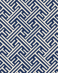 Still Labyrinth Navy maze geometric wallpaper in navy and ivory