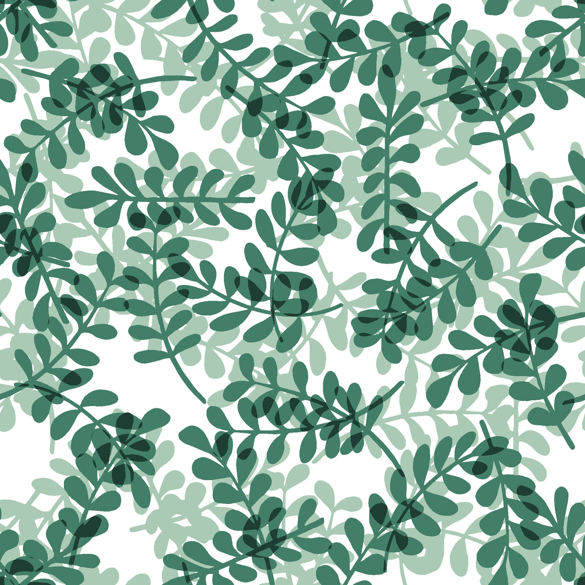 Still Morning Emerald foliage wallpaper in emerald and mist