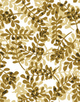 Still Morning Ochre foliage wallpaper in ochre and sand