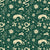 Sun & Moon Emerald celestial folk wallpaper in emerald and champagne