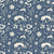 Sun & Moon Slate celestial folk wallpaper in slate blue and ivory