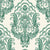 Sunlit Thicket Emerald damask wallpaper in emerald and ivory
