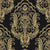 Sunlit Thicket Noir damask wallpaper in black and gold