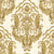 Sunlit Thicket Ochre damask wallpaper in ochre and cream