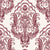 Sunlit Thicket Oxblood damask wallpaper in oxblood and blush