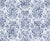 Tranquil Flora Indigo floral damask wallpaper in indigo and linen