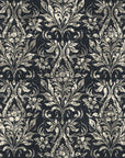 Tranquil Flora Onyx floral damask wallpaper in onyx and ivory