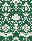 Twilight Garden Veil Emerald damask wallpaper in emerald and cream