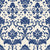 Twilight Garden Veil Indigo damask wallpaper in indigo and linen