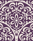 Velvet Vine Serenade Plum damask wallpaper in plum and pearl