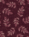 Verdant Scatter Oxblood tossed leaf wallpaper in oxblood and blush