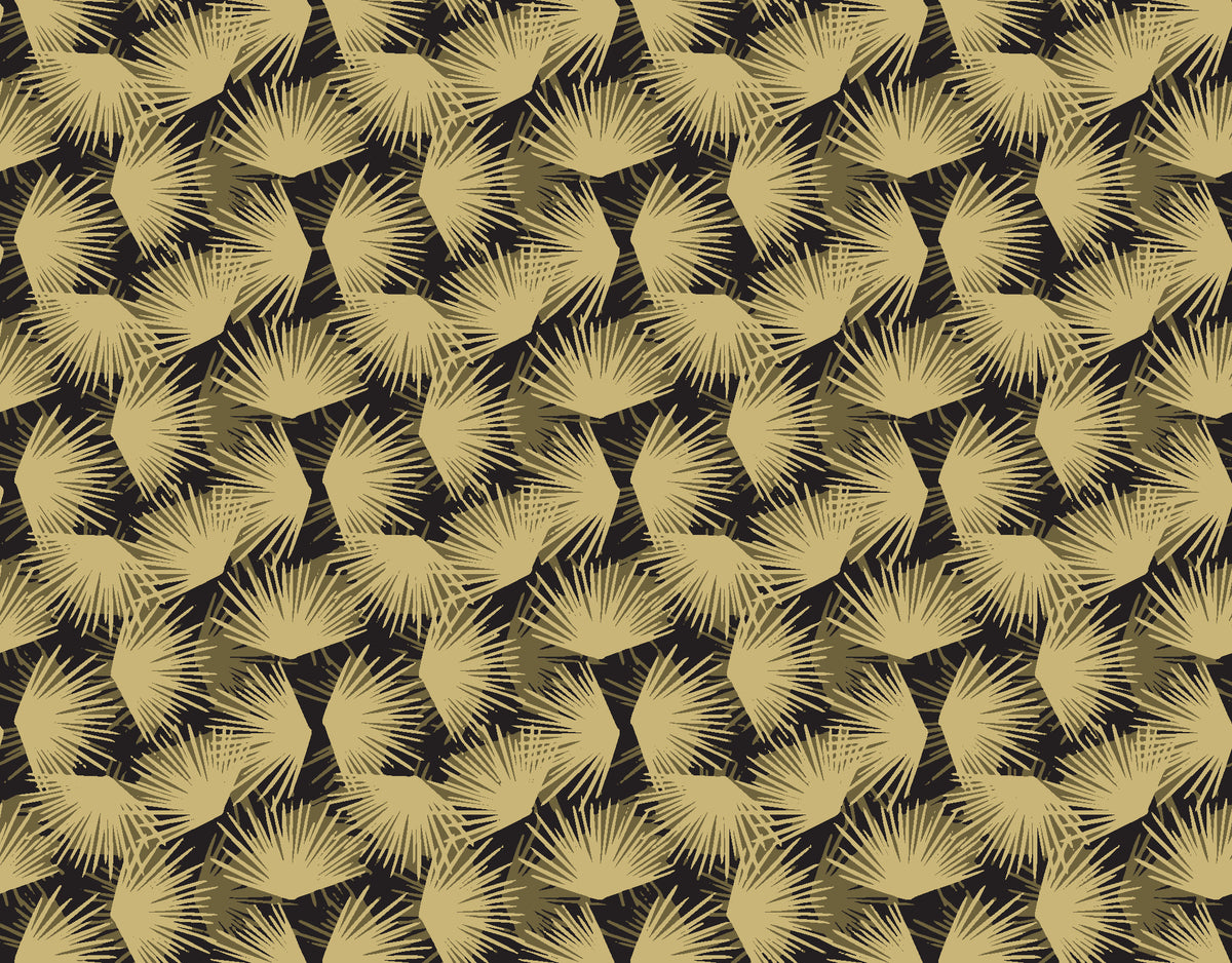 Wild Palm Ebony palm wallpaper in black and gold