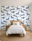 Wild Stride Slate cheetah wallpaper in a bright, cheerful child's bedroom