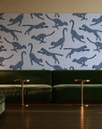 Wild Stride Slate cheetah wallpaper in an intimate luxury cocktail lounge