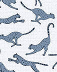 Wild Stride Slate cheetah wallpaper in slate and linen