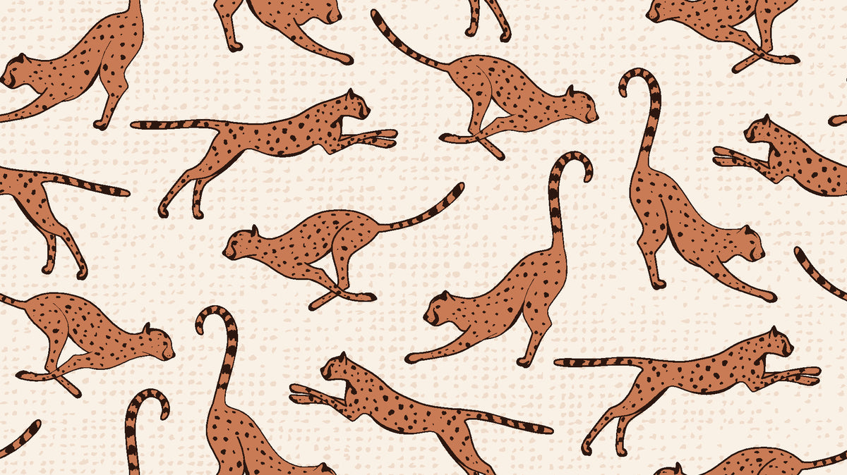 Wild Stride Terracotta cheetah wallpaper in terracotta and sand
