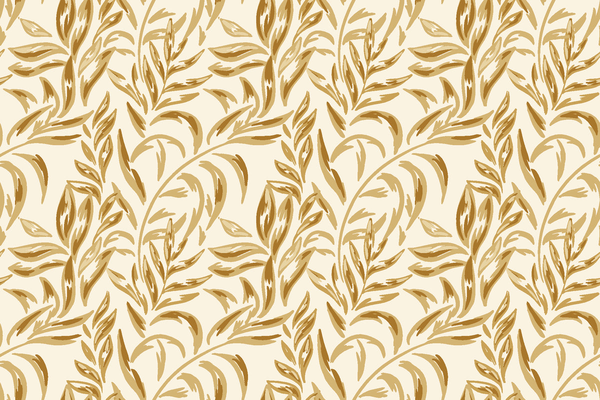 Willow Trace Ochre willow vine wallpaper in ochre and cream