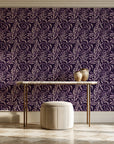 Willow Trace Plum willow vine wallpaper on the wall of a grand entry foyer