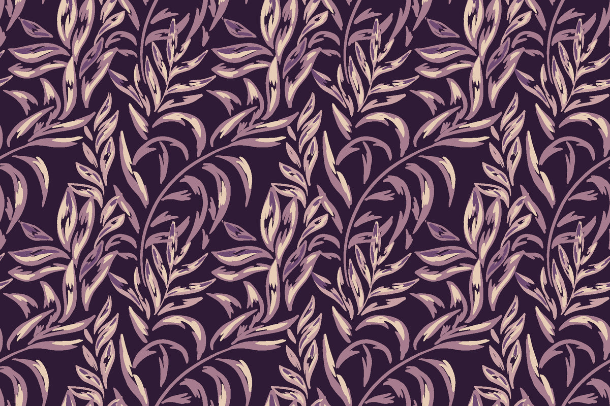 Willow Trace Plum willow vine wallpaper in plum and blush