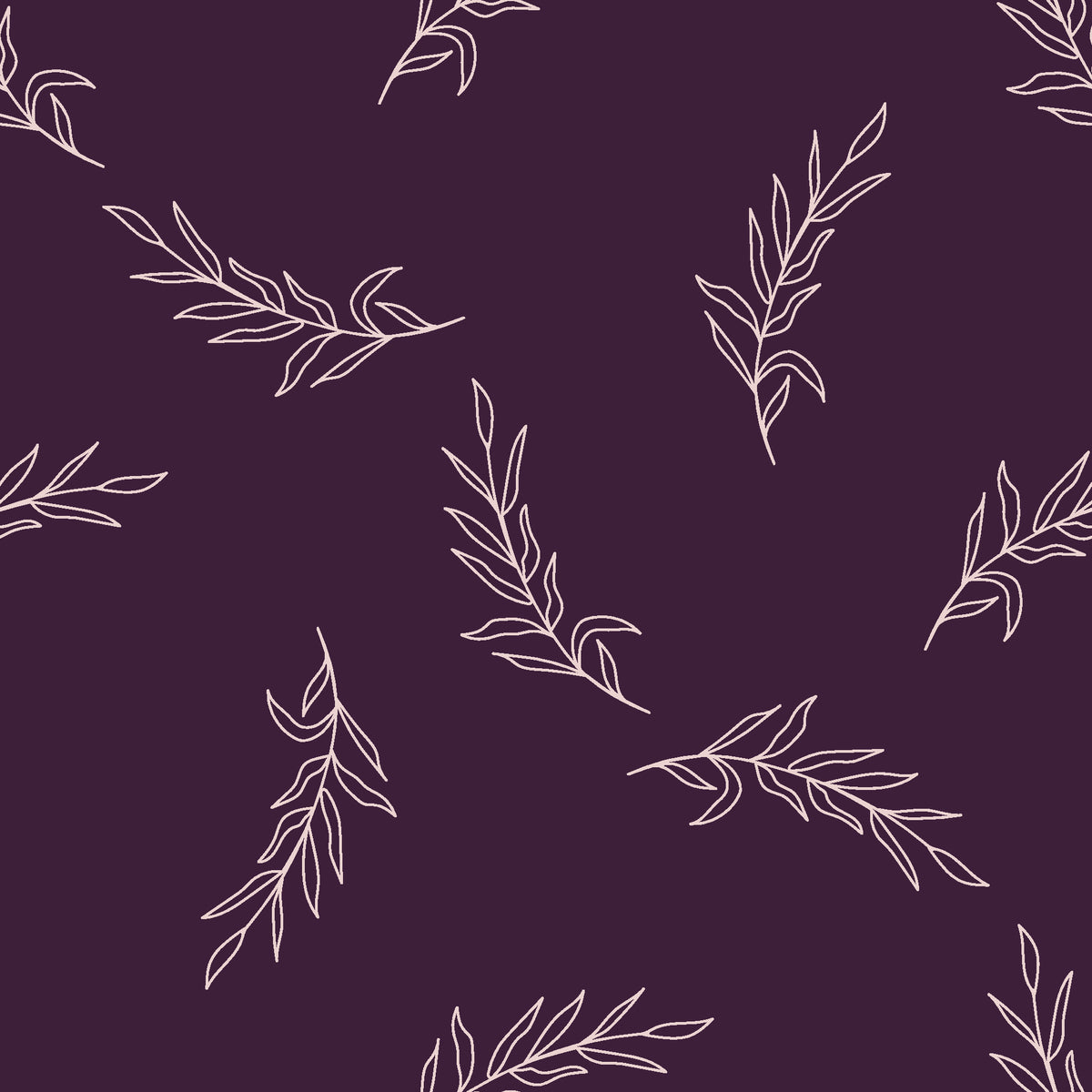 Willow Whisper Aubergine willow sprig wallpaper in aubergine and blush
