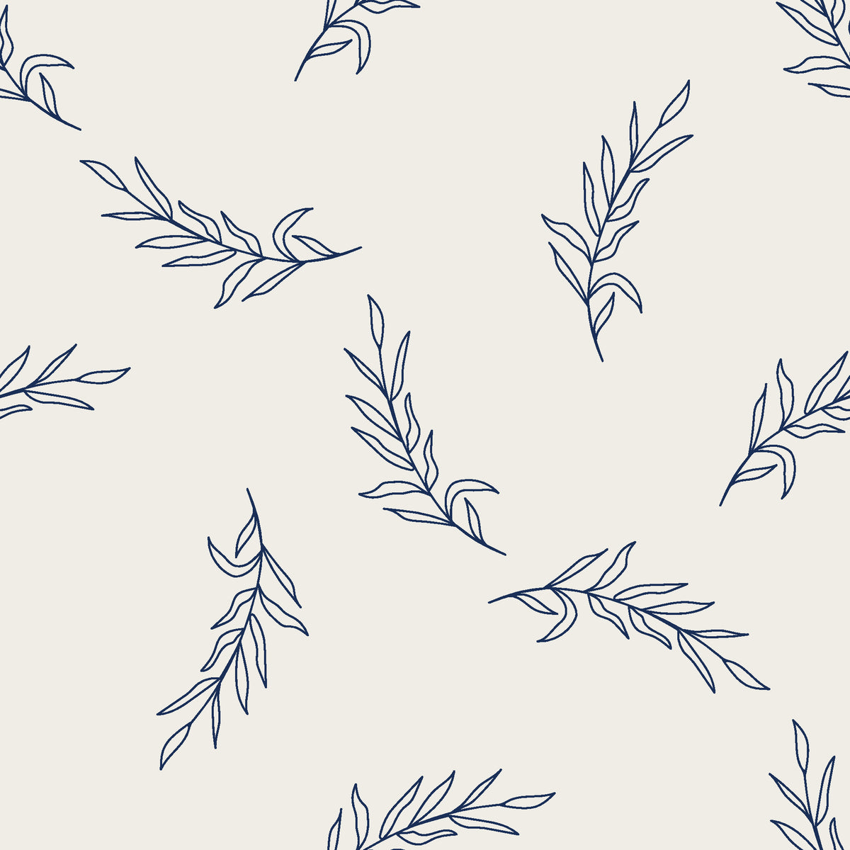 Willow Whisper Navy willow sprig wallpaper in navy and ivory