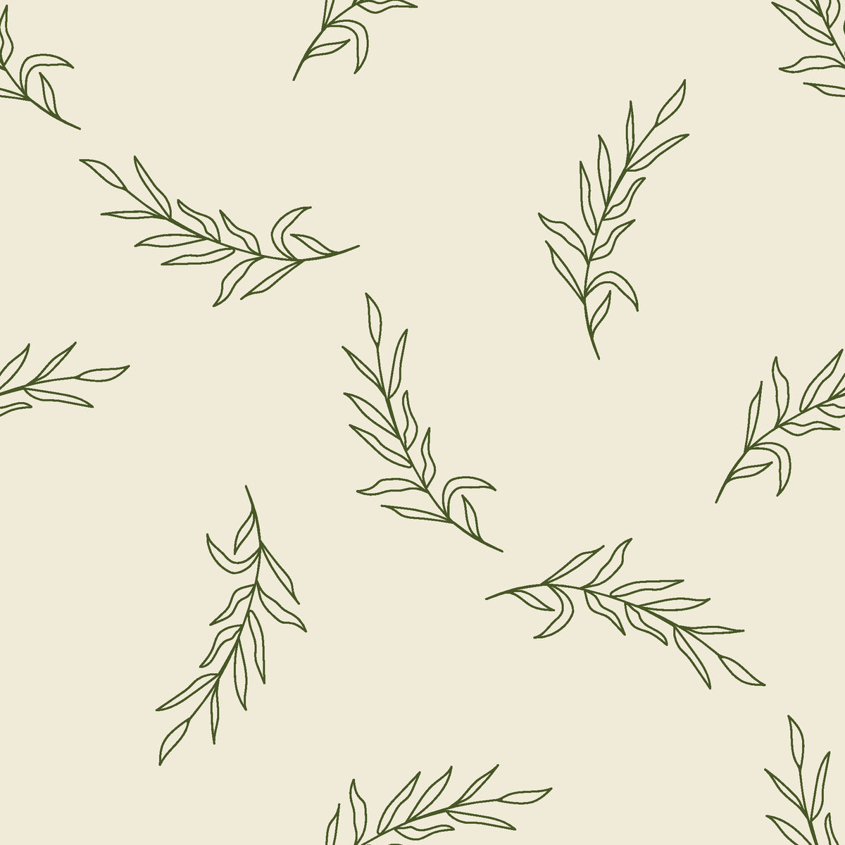 Willow Whisper Olive willow sprig wallpaper in olive and cream