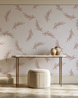 Willow Whisper Terracotta willow sprig wallpaper on the wall of a grand entry foyer