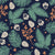 Winter Forage Midnight pine bough and berry wallpaper in midnight blue and cream