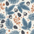 Winter Forage Slate pine bough and berry wallpaper in slate blue and linen
