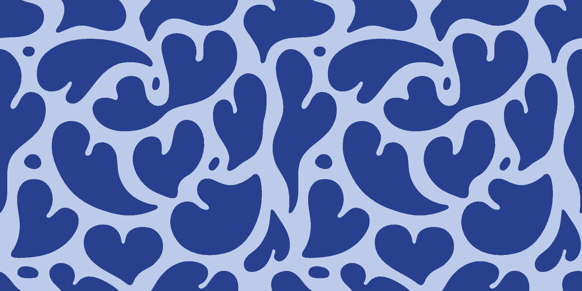Woven Whisper Cobalt abstract heart wallpaper in cobalt and sky