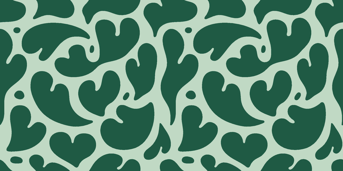 Woven Whisper Emerald abstract heart wallpaper in emerald and mint
