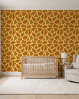 Woven Whisper Marigold abstract heart wallpaper in a calm, light-filled nursery