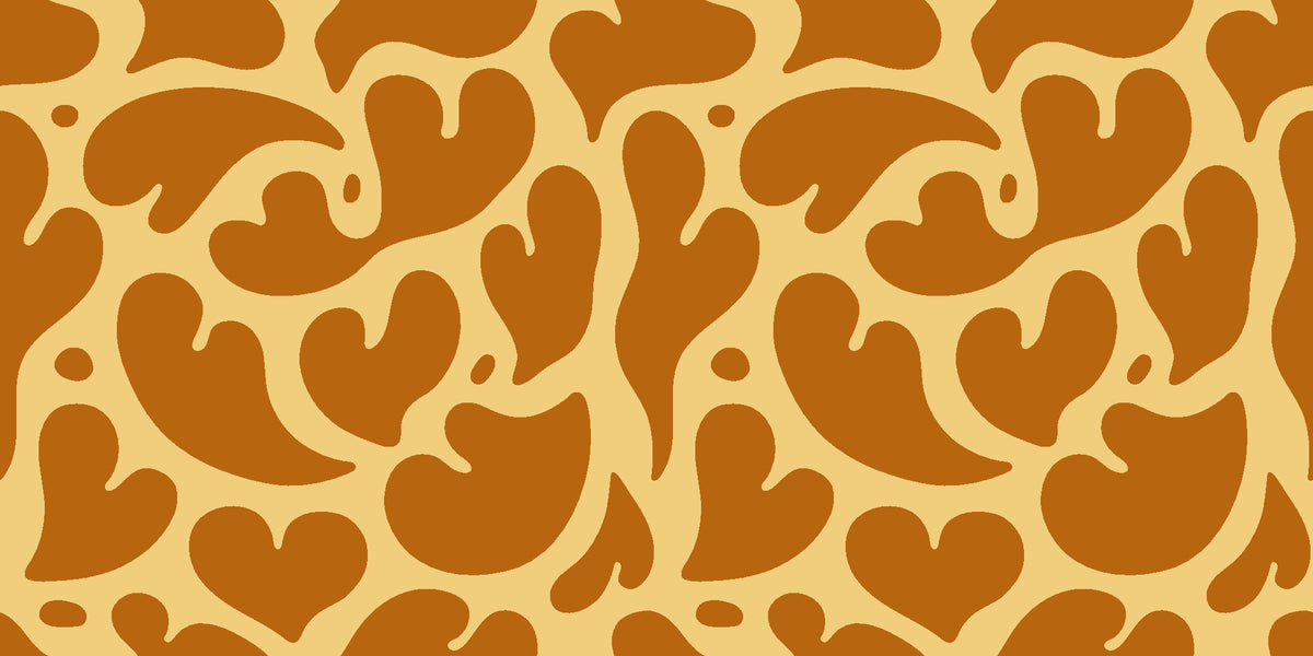 Woven Whisper Marigold abstract heart wallpaper in marigold and butter